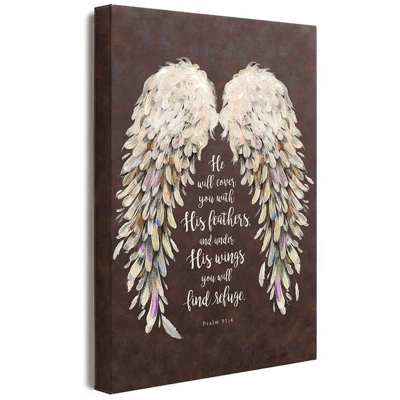 Religious He Will Cover You With His Feathers Canvas - Image 8