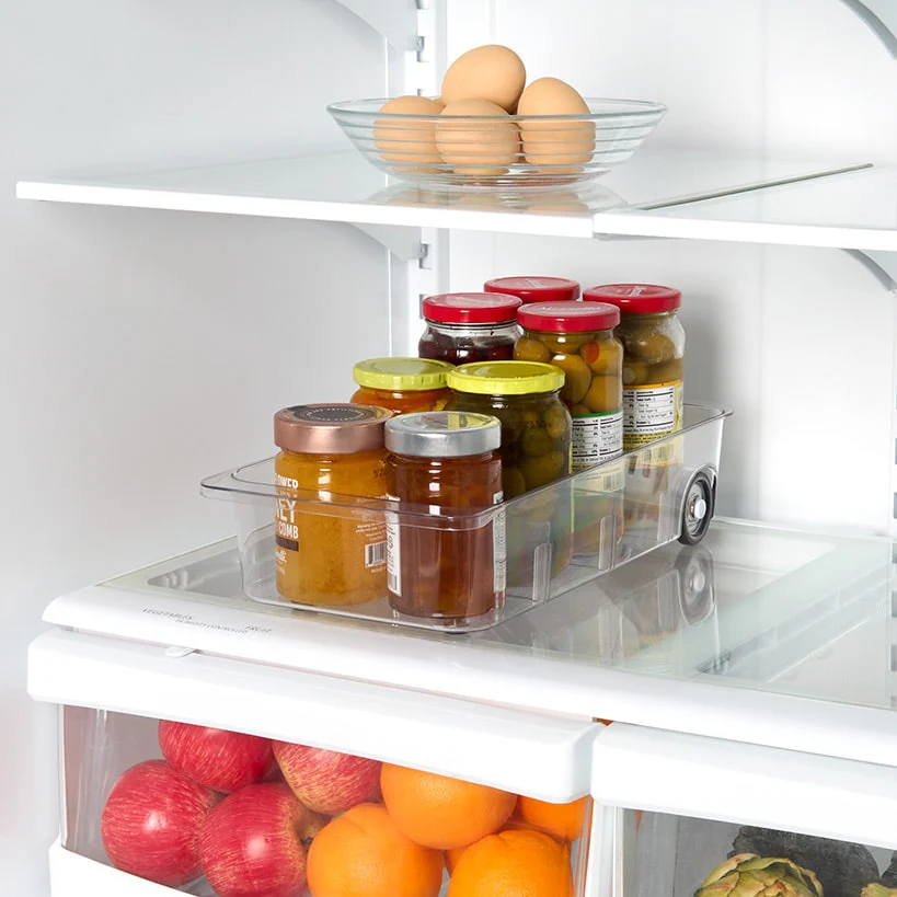 Roll Out Refrigerator Organizer Storage Drawer with Dividers - Image 4
