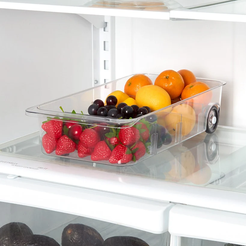 Roll Out Refrigerator Organizer Storage Drawer with Dividers - Image 5
