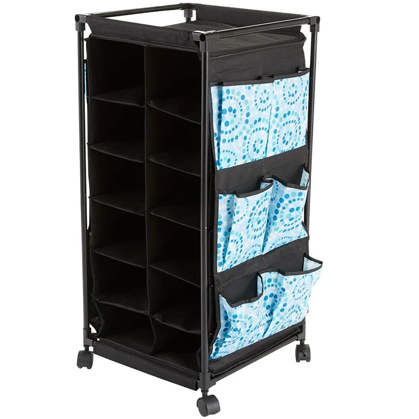Rolling Shoe Storage with Fabric Cubbies - Springtime - Image 2