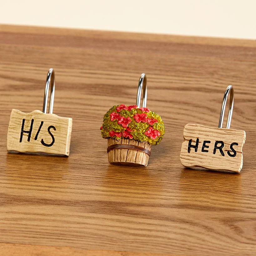Rustic Charm Bath Shower Curtain Hooks Set of 12 - Image 2