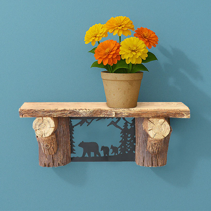 Rustic Lodge Style Floating Wall Shelf 15" - Image 4
