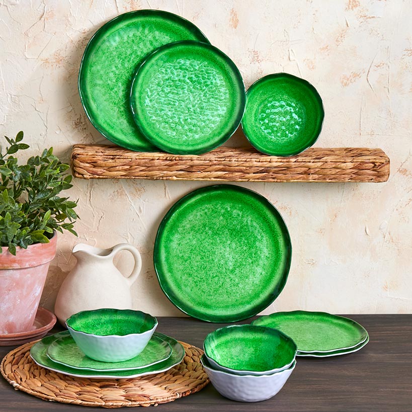 Rustic Melamine Vibrant Dinnerware Set Service for 4 - Image 2