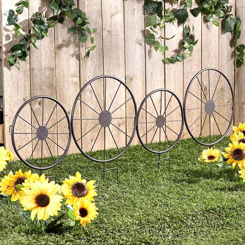 Rustic Wagon Wheel Planter or Fence for Outdoor Spaces - Image 2