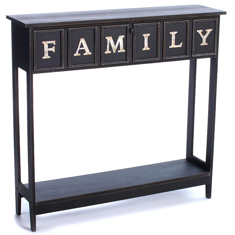 Rustic Wood Console Table with Galvanized Family Sentiment - Image 4