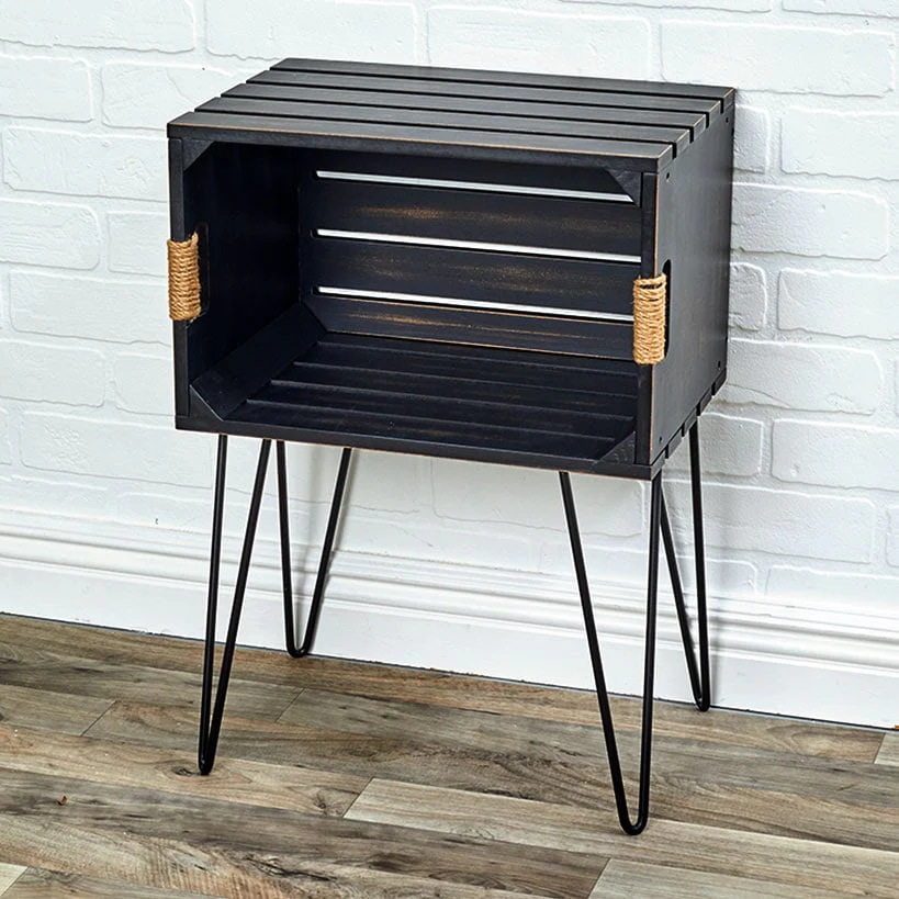 Rustic Wood-Like Crate End Table - Image 10