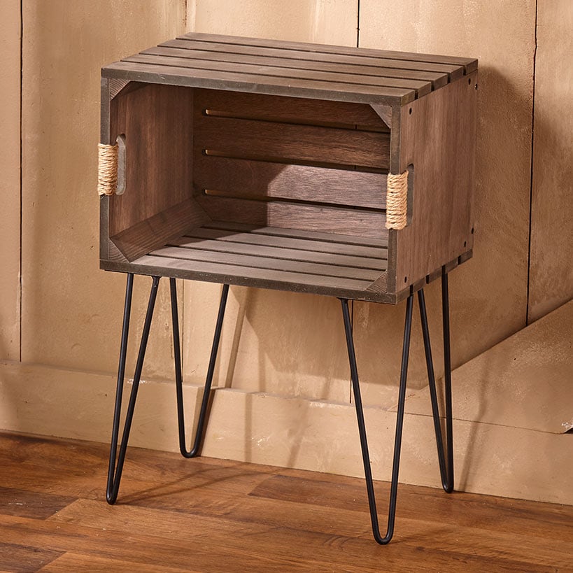 Rustic Wood-Like Crate End Table - Image 5