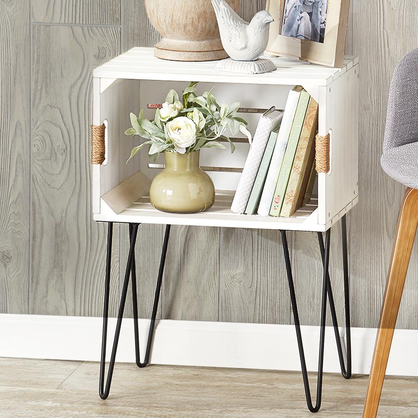 Rustic Wood-Like Crate End Table - Image 6