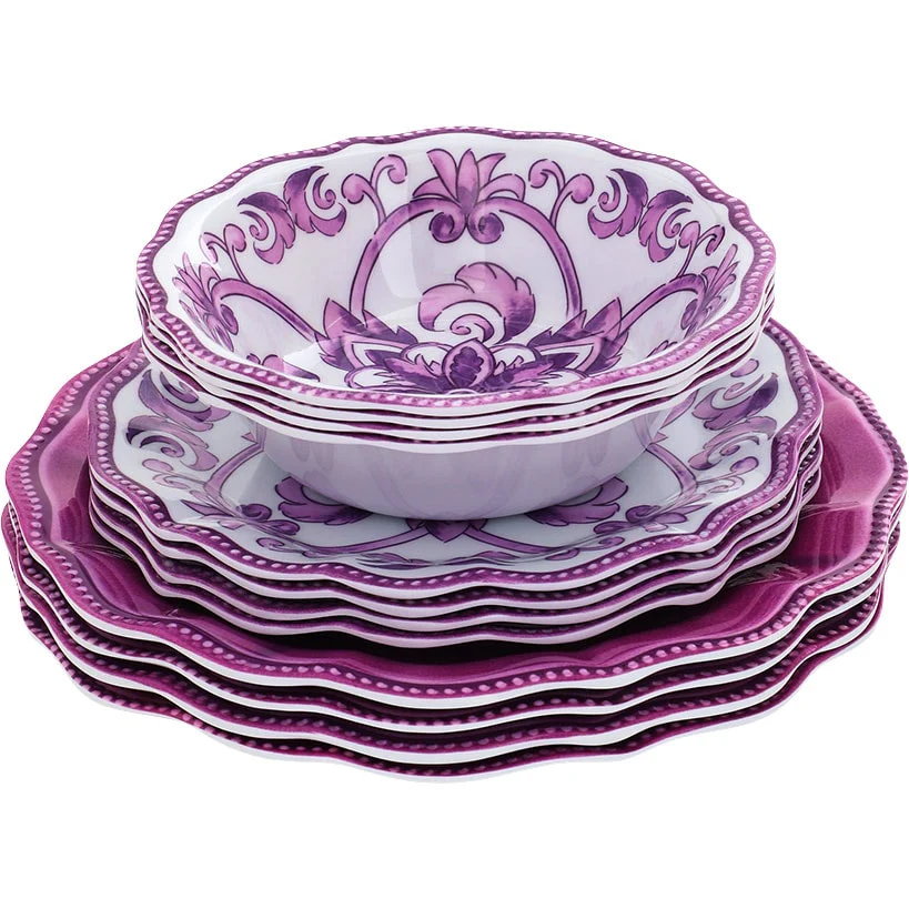 Scalloped Edge Melamine Dinnerware 12 Pc. Set - Image 2