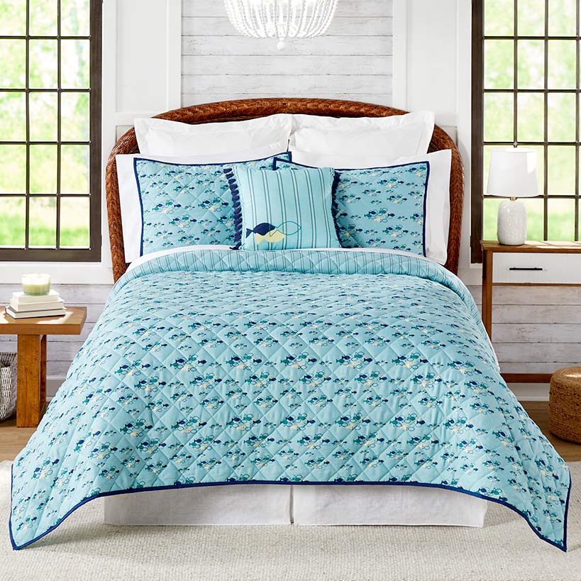School of Fish Reversible Full/Queen or King Quilt or Sham