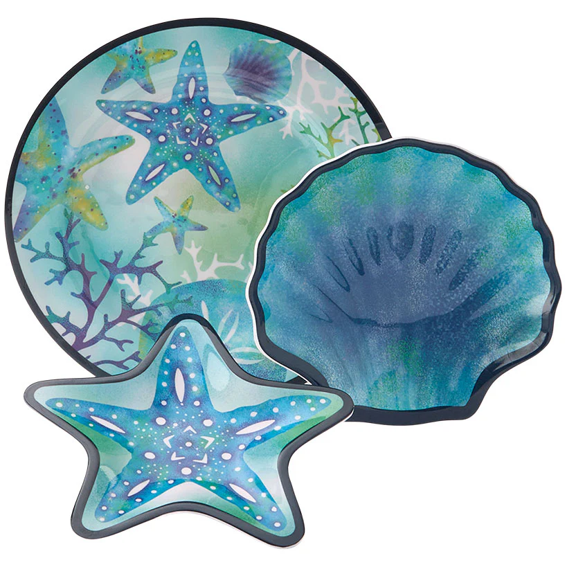 Seaside Beach Shell Melamine Dessert Plates Set of 4 - Image 3