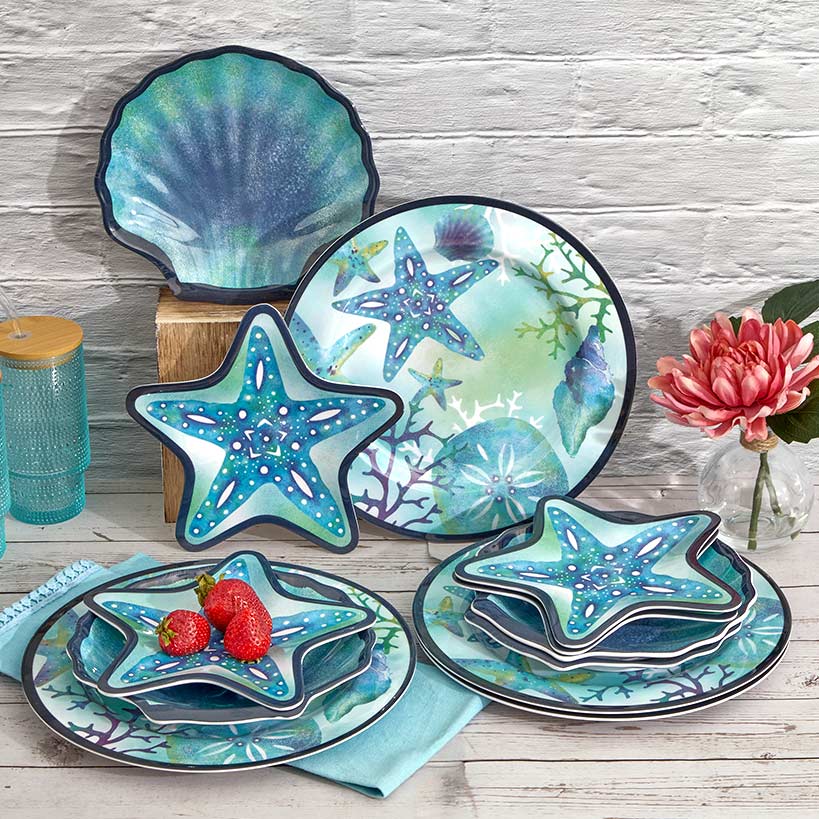 Seaside Beach Starfish Melamine Salad Plates Set of 4 - Image 5