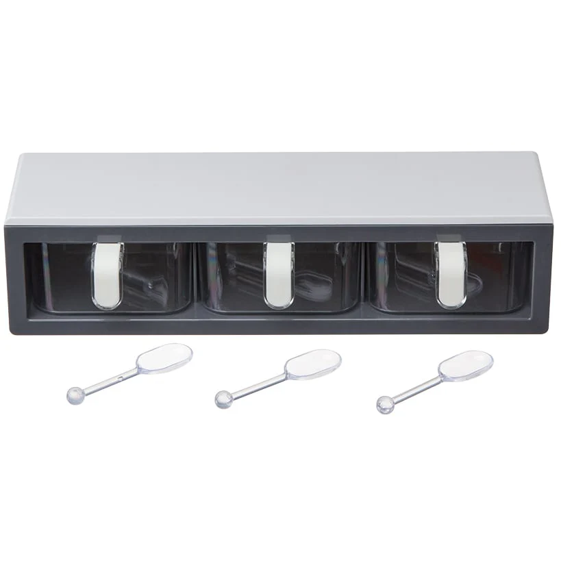 Seasoning Storage Containers with Spoons - 3 Compartments - Image 4