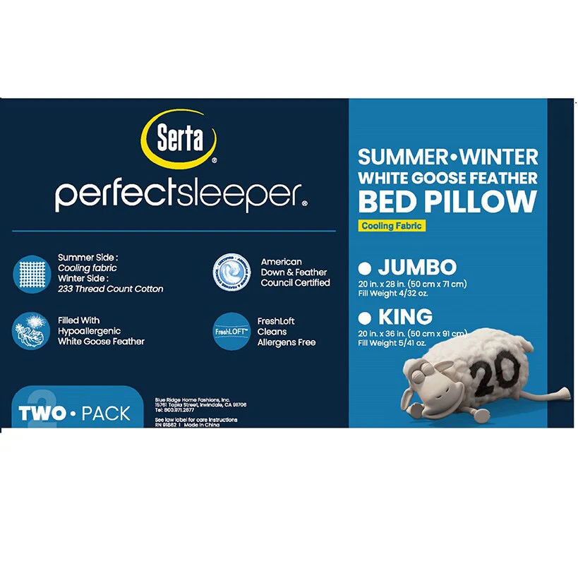 Serta 2-Pk. Summer and Winter Goose Feather Pillows - Image 3