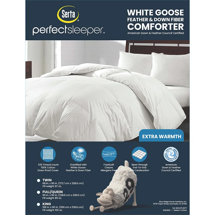 Serta ExtraWarmth 233-Thread Count Goose Feather and Down Fiber Comforter - Image 8