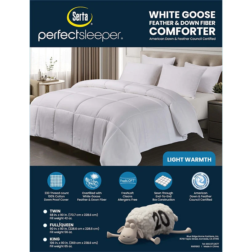 Serta Light Warmth 233-Thread Count Goose Feather and Down Comforter - Image 8