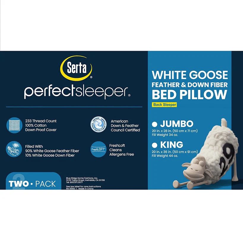 Serta White Goose Feather and Down Fiber Pillows 2-Pk. - Image 6