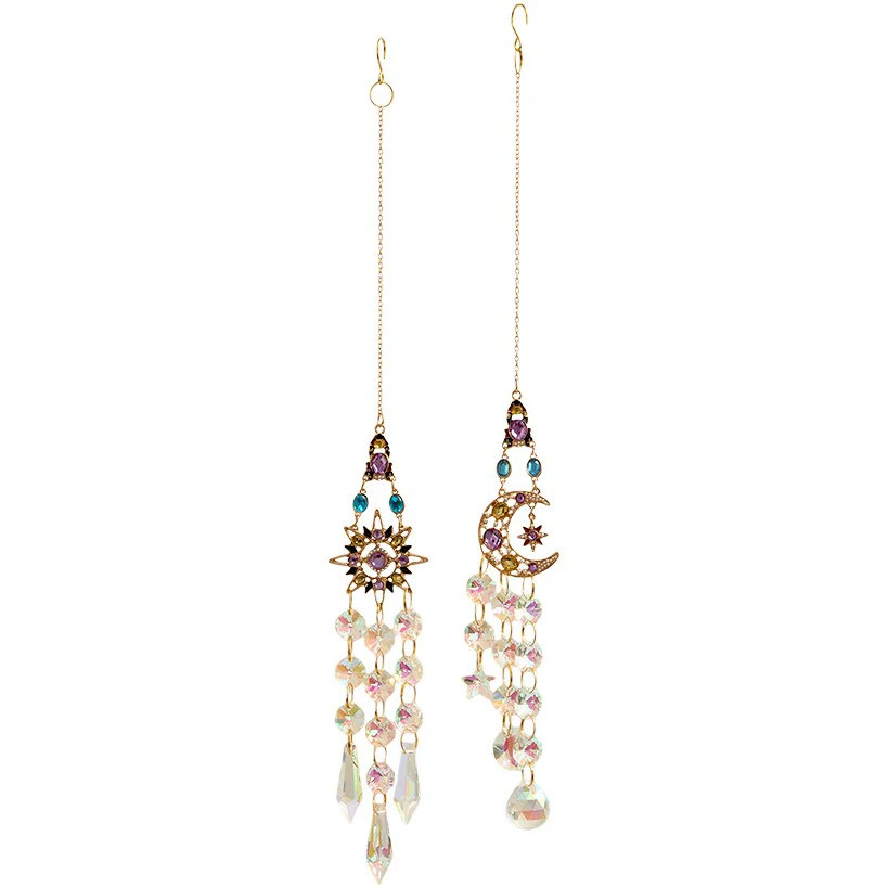 Set of 2 Glass Hanging Suncatchers - Decorative Art Glass Window Decor - Image 2