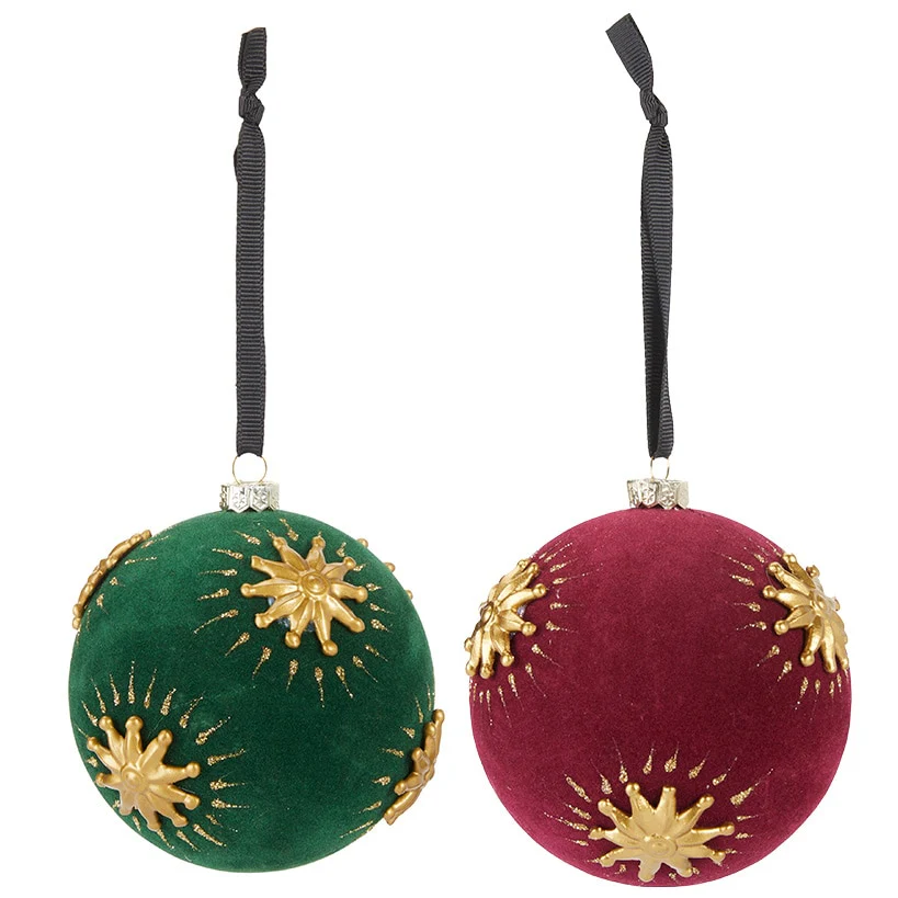 Set of 2 Gold Starburst Ball Ornaments - Image 2