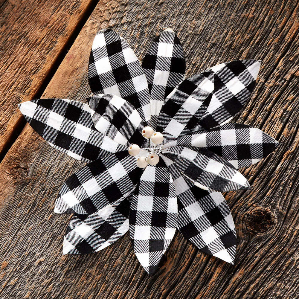 Set of 3 Buffalo Plaid Poinsettia Tree Clips - Image 4