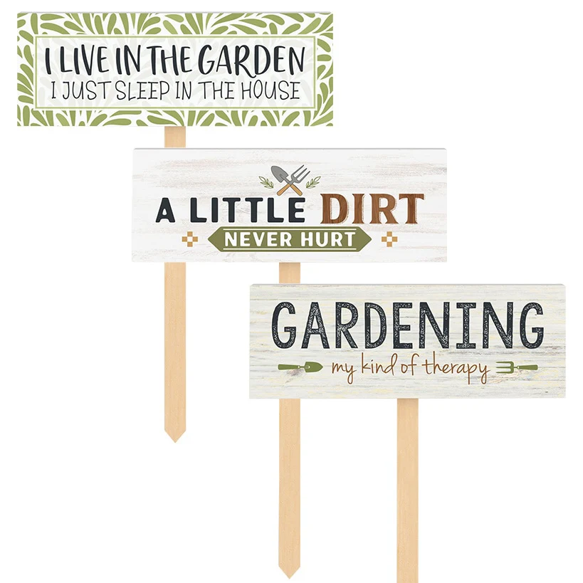 Set of 3 Fun Garden Signs with Sayings for Planters and Beds - Image 5