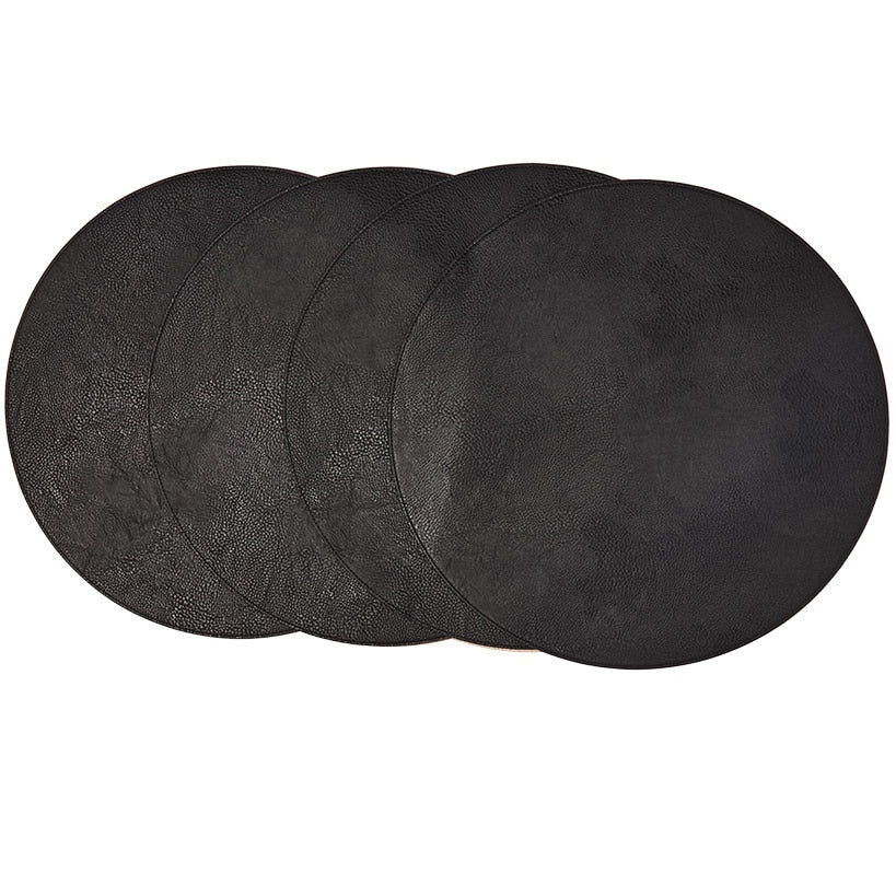 Set of 4 Faux Leather Round Placemats - Image 2