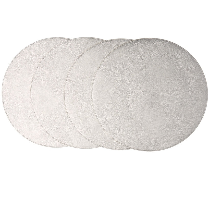 Set of 4 Faux Leather Round Placemats - Image 3