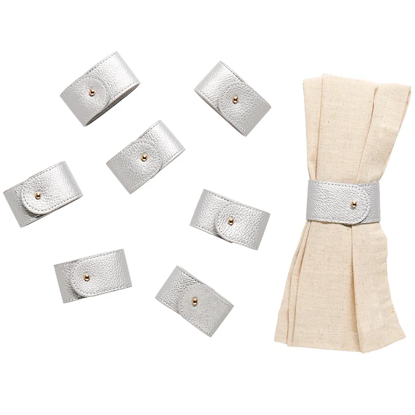 Set of 8 Faux Leather Napkin Rings - Image 3