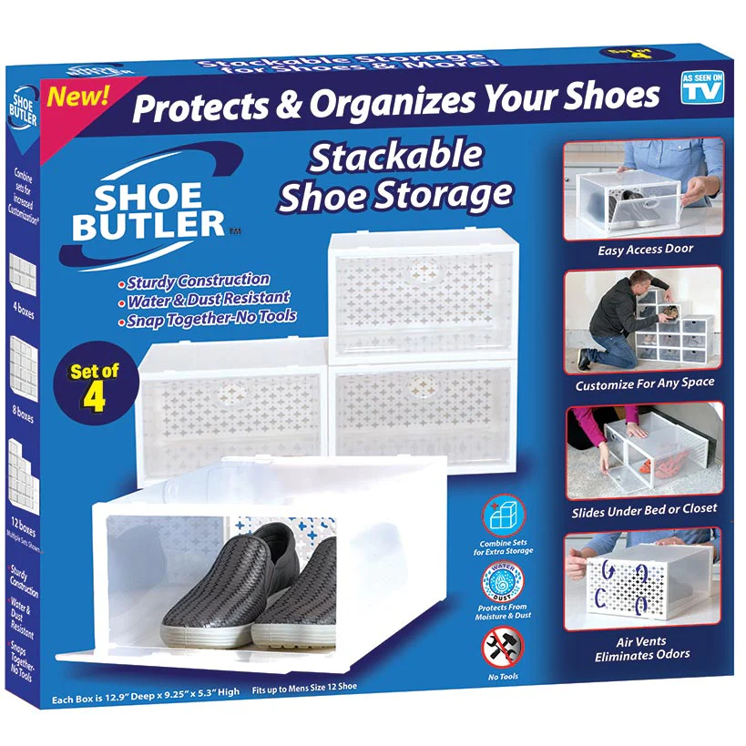 Shoe Butler™ Stackable Shoe Storage - Set of 4 for Protection, Organization - Image 10