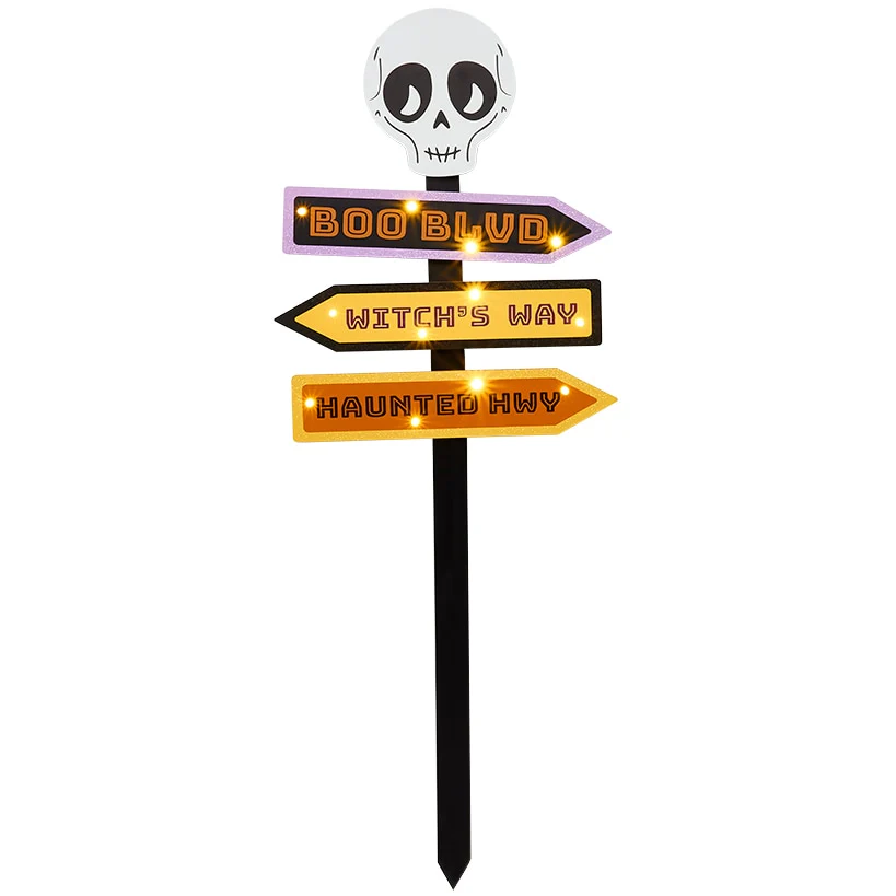 Skeleton Halloween Solar Garden Picket Sign - Image 2