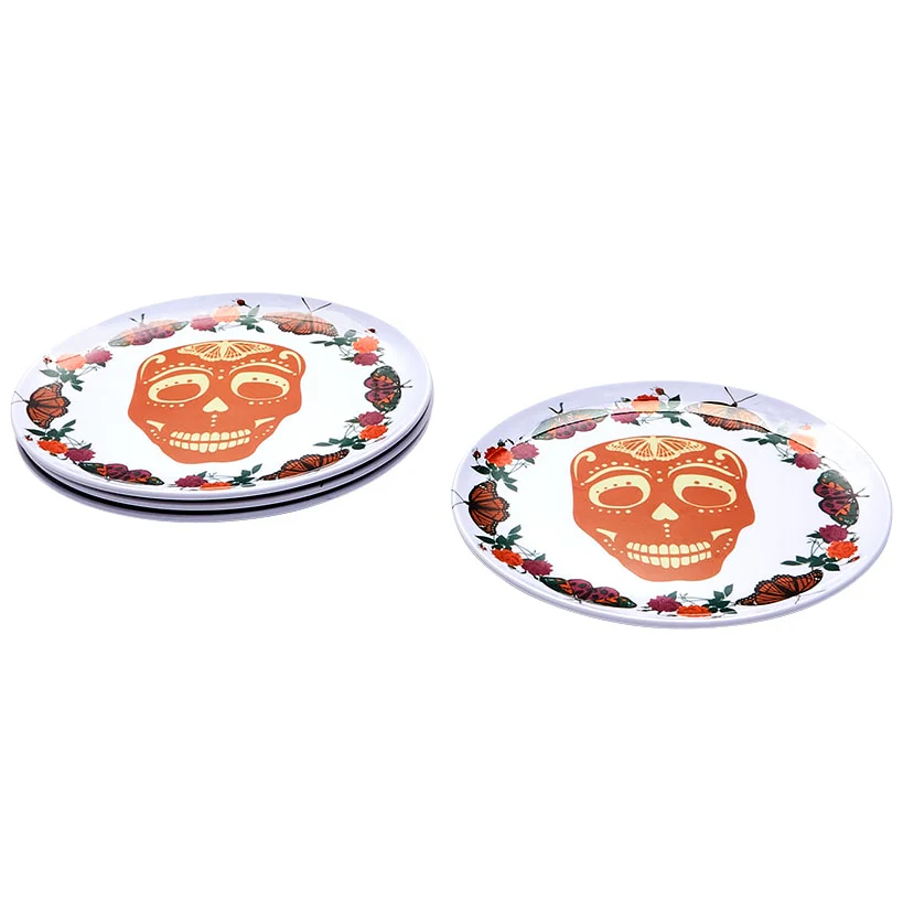 Skull and Butterfly Melamine Appetizer Plates - Set of 4 - Image 2