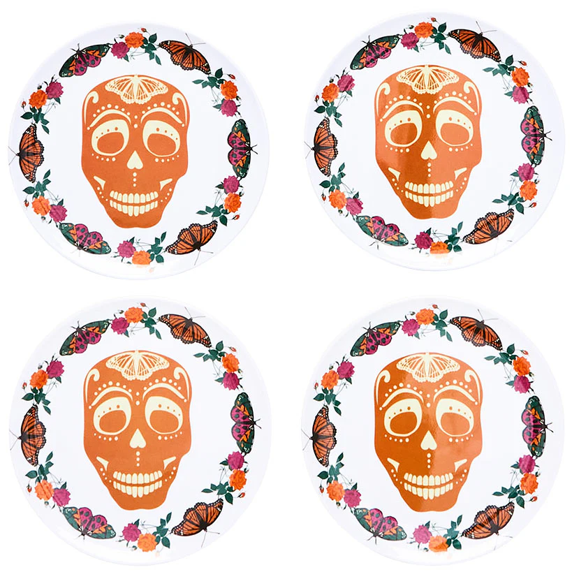 Skull and Butterfly Melamine Appetizer Plates - Set of 4 - Image 4