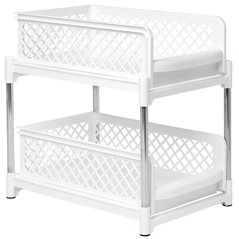Sliding Storage Drawers Pull Out Plastic Cabinet Organizer 2 Tier - Image 5