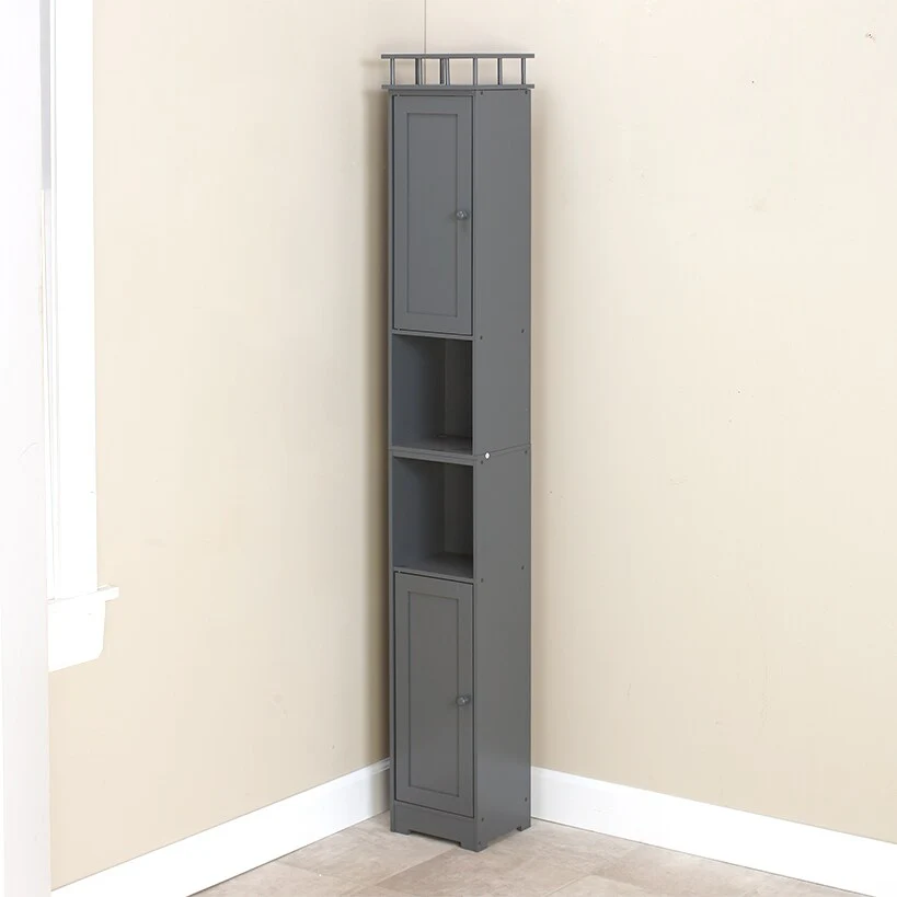 Slim Bathroom Freestanding Storage Cabinet with Shelves and Cupboards - Image 7