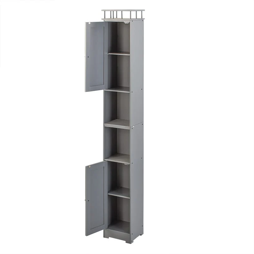 Slim Bathroom Freestanding Storage Cabinet with Shelves and Cupboards - Image 8