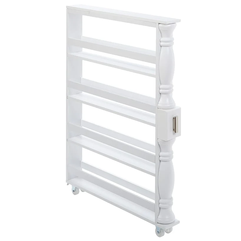 Slim Wooden Spice Rack Cabinet with Wheels - Black, Walnut or White - Image 10