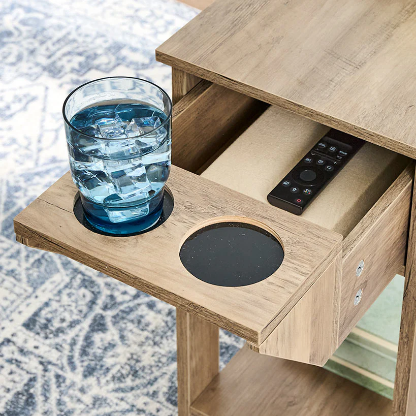 Small Space Side Table with Drink Holders 20”W x 11”D x 24” H - Image 4