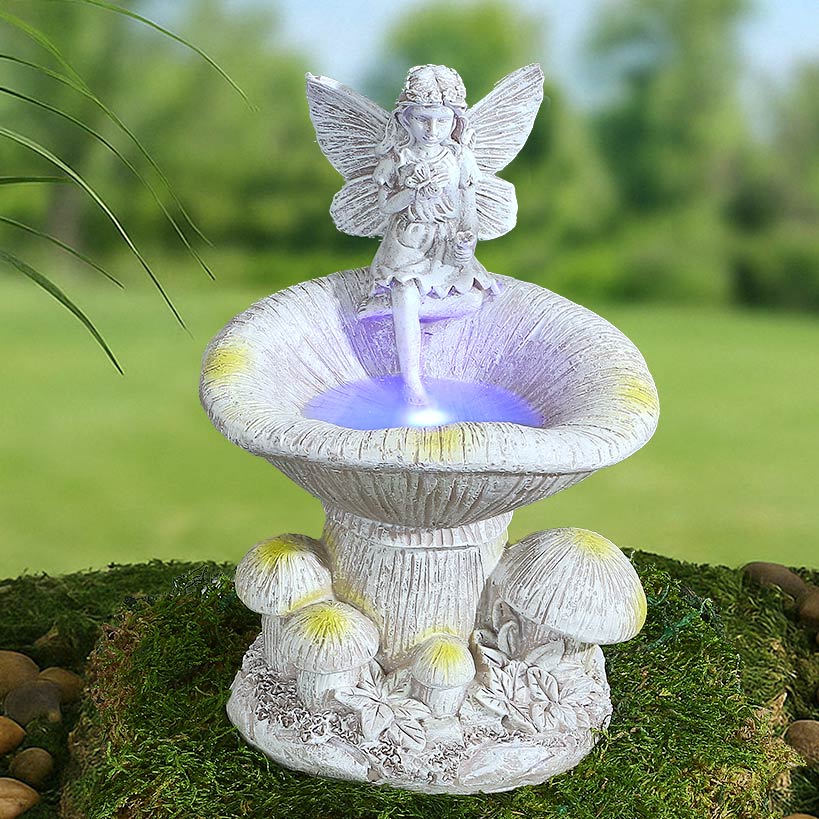 Solar Fairy Statue for Garden with Mushroom - Image 3