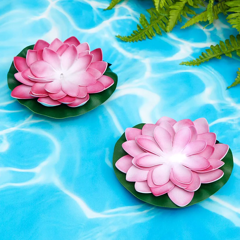 Solar Floating LED Flower Lights - Pink or White Set of 2 - Image 2