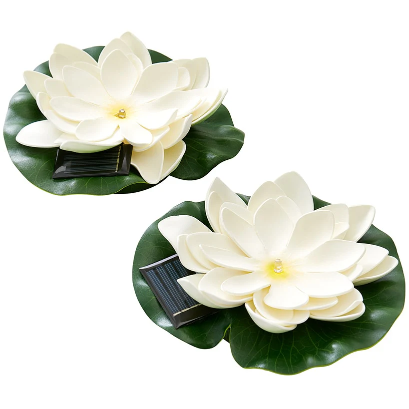 Solar Floating LED Flower Lights - Pink or White Set of 2 - Image 5