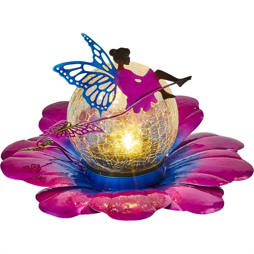 Solar Flower Garden Decor With Fairy Accent - Image 2