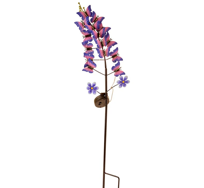 Solar Flower Shaped Butterfly Or Dragonfly Garden Stake - Image 2