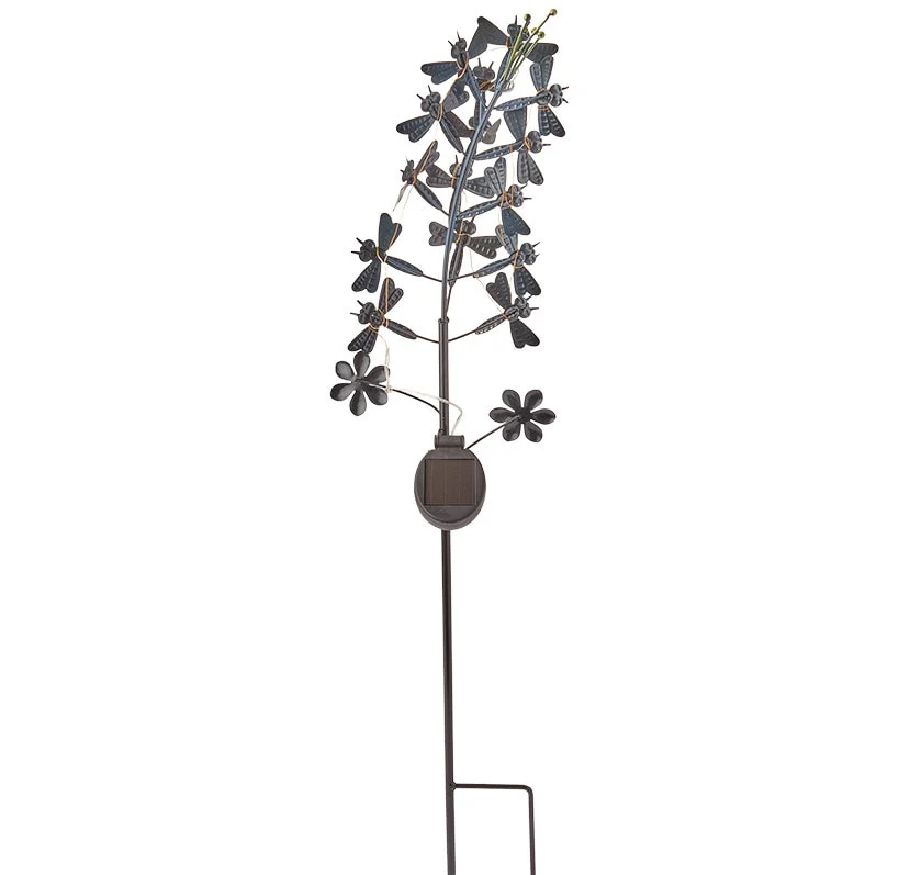 Solar Flower Shaped Butterfly Or Dragonfly Garden Stake - Image 3