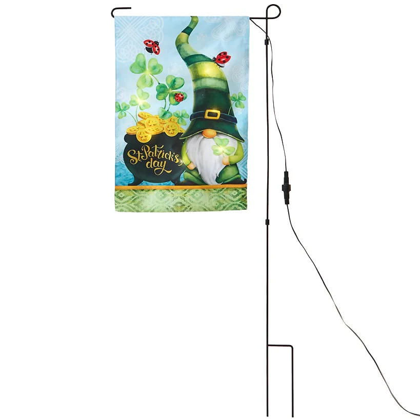Solar Gnome Flag for St. Patrick's Day with Pole - Image 3