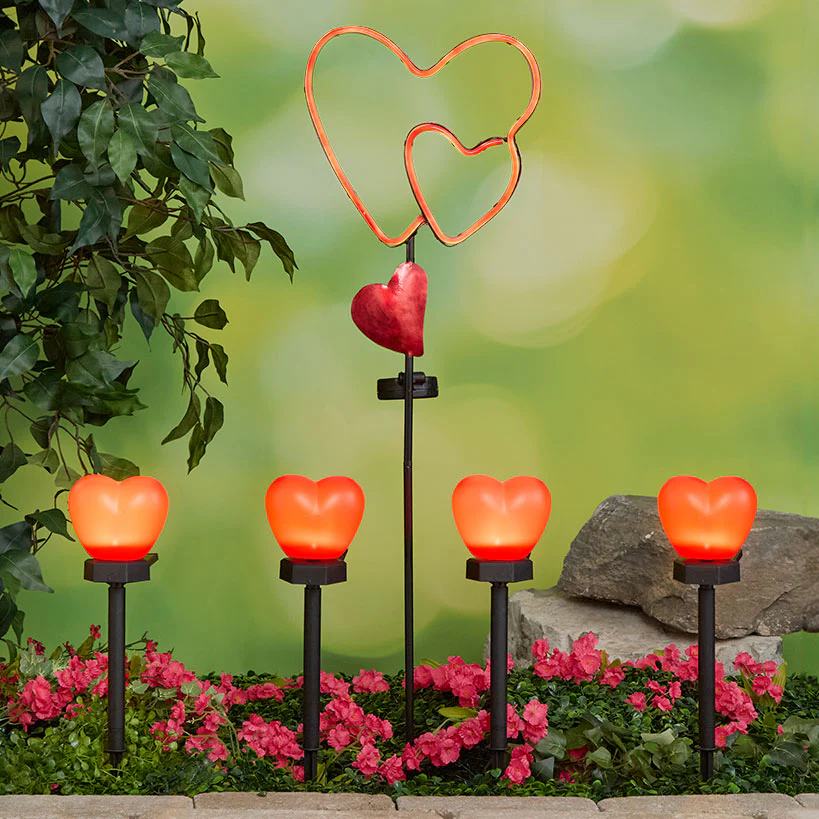 Solar Heart Garden Stakes-Set of 2 - Image 2
