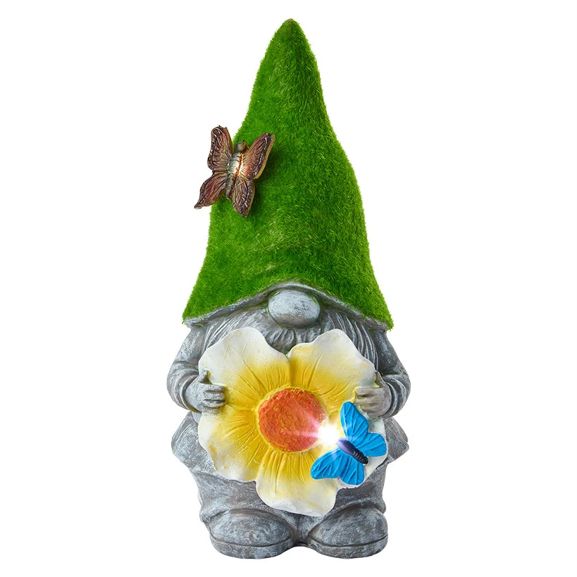 Solar Mossy Gnome Garden Statue - Image 3
