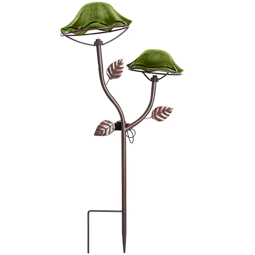 Solar-Powered Double Mushroom Stake – Pink, Green, and Blue - Image 2