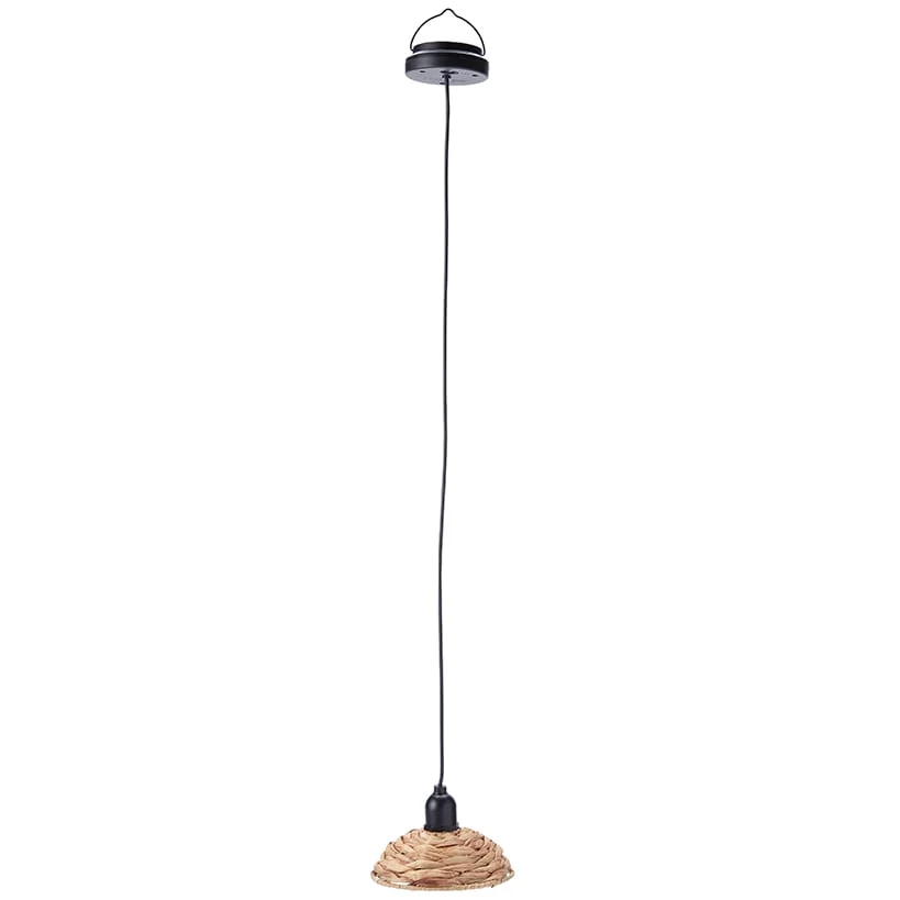 Solar-Powered Small Rattan Pendant Light – Natural and Brown - Image 2