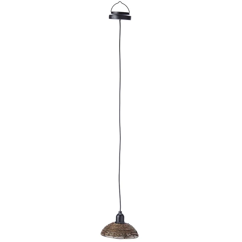 Solar-Powered Small Rattan Pendant Light – Natural and Brown - Image 5