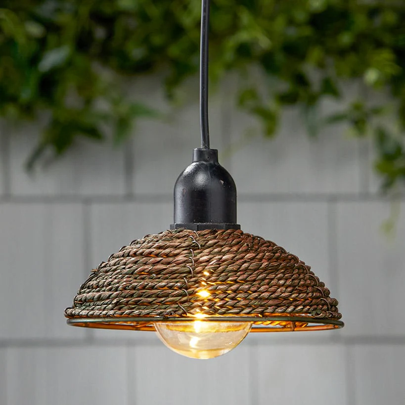 Solar-Powered Small Rattan Pendant Light – Natural and Brown - Image 6
